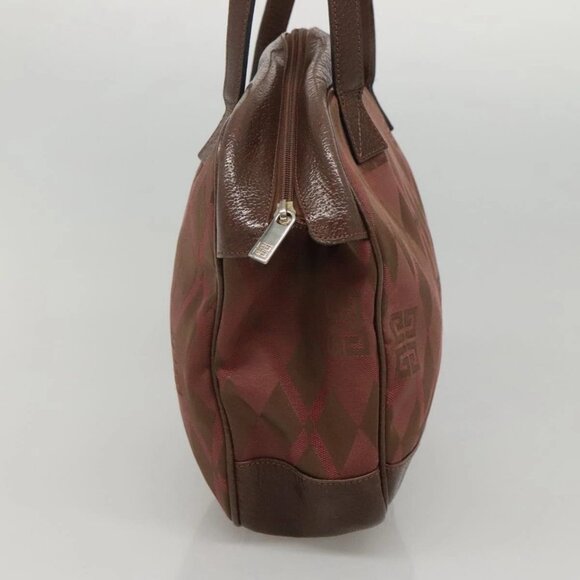 GIVENCHY Hand Bag Canvas Brown Gold Auth - Picture 3 of 16
